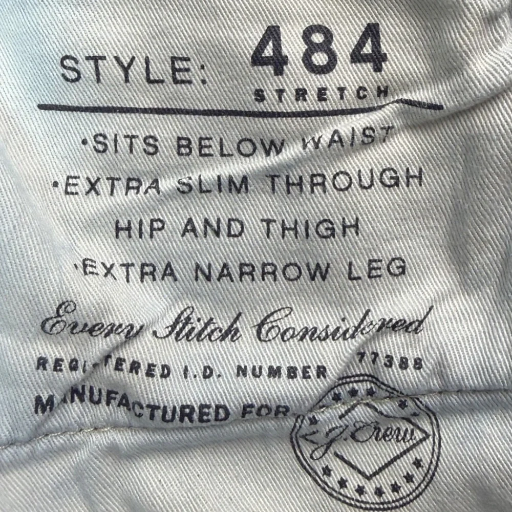 J.Crew 484 Stretch Jeans Mens Measures 31X33 Tag 31x34 Blue Extra Slim Fit‎